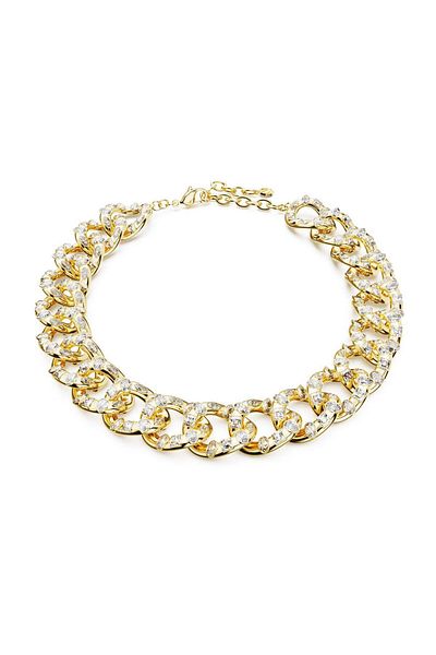 Swarovski 5663257 Swarovski Necklace Dextera necklace, Statement, Mixed cuts, Large, White, Gold-tone plated