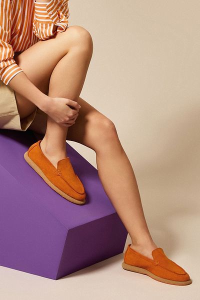 Bestyle Maegan Women's - Orange Real Suede Leather Loafer