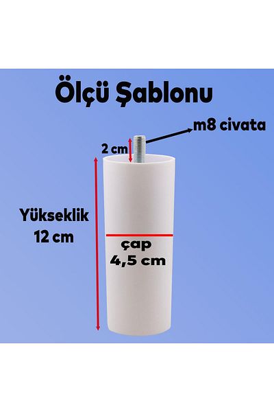 Badem10 Mobilier Canapea Fotoliu Baza Upgrade M8 Șuruburi Dinți Fini Suport Picior Picioare Alb 12cm 8Buc