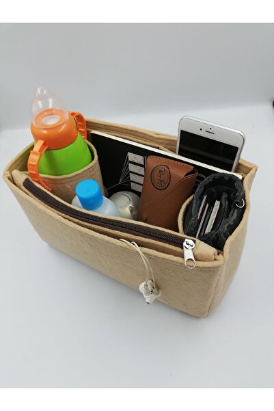MARJİNAL W CLUB Long...... Medium Yandan Clutch Cantali Organizer Bej Renk