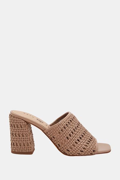 Katy Perry Tan Brown Straw Heeled Women's Slippers