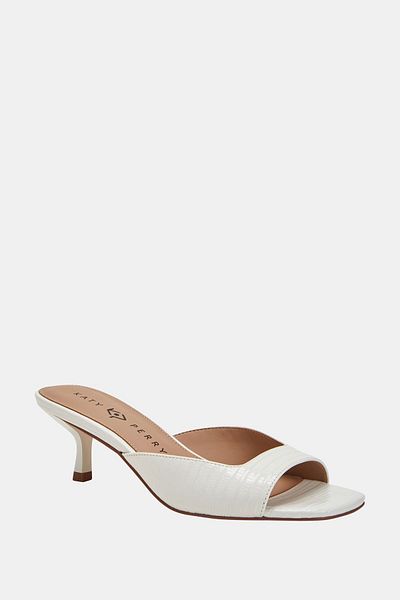 Katy Perry Women's White Heeled Slippers - Ladie Low Heel