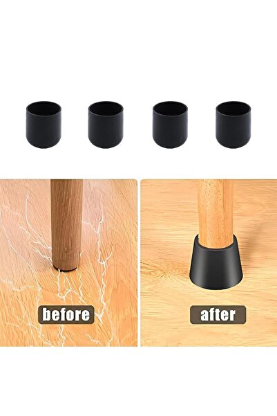 Badem10 Parke Zemin Koruyucu 4 Adet Masa Sandalye Sehpa Ayak Tapası Tıpa Pabucu Takoz Yuvarlak Siyah 32 Mm