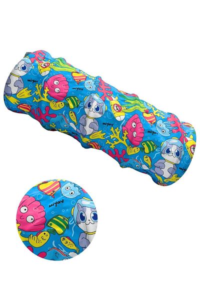 Miyav 60 Cm Oxford Fabric Aqua Themed Durable Cat Tunnel - Pet Play Tunnel