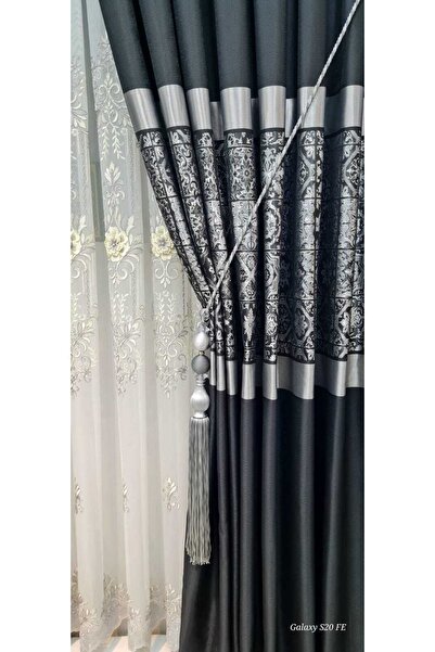 ISSA TEKSTIL Issa Pano Fon Perde Siyah Gri (((tek Kanat)))(sık Pıle)(en 100 X...