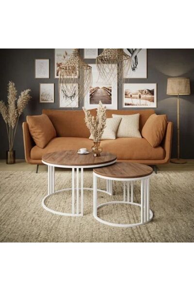 EDMONDA EV AKSESUAR BELLA BEYAZ İKİLİ ORTA SEHPA