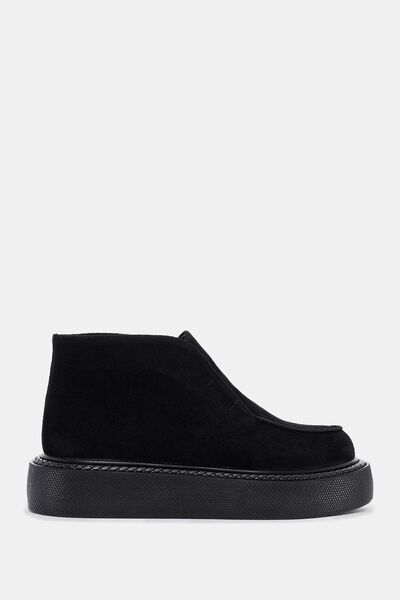 Bestyle Dublin Women - Cizme din piele intoarsa neagra cu talpa groasa