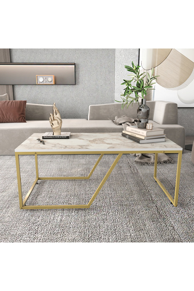 Decorotika WENDY ORTA SEHPA BEYAZ GOLD