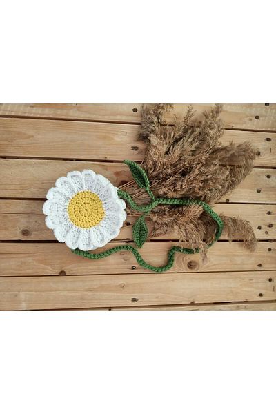 RAY TİCARET Geantă albă tricotată florală