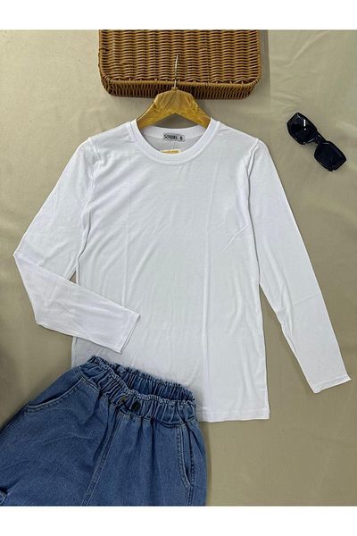 skycott White Viscose Long Sleeve Women's Body Undershirt