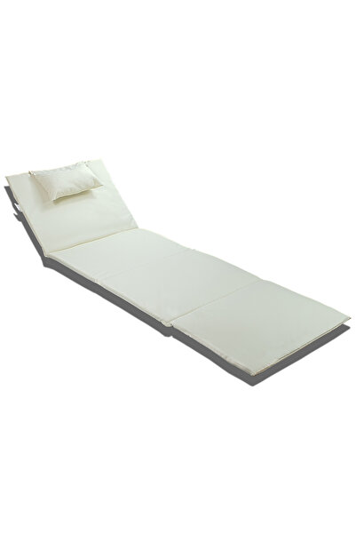 mysechim MYSECHİM ŞEZLONG MİNDERİ KAMPET KATLANIR ÇANTA MİNDER (KREM)