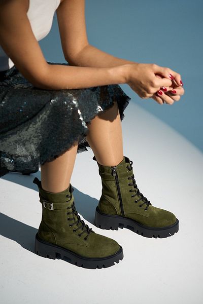 Bestyle Γυναικείες Μπότες Khaki Suede Leather - Bronk