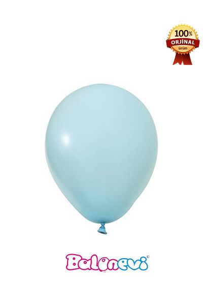 BalonEvi Blue Macaron 12'' Printed Balloons - 100 Pieces