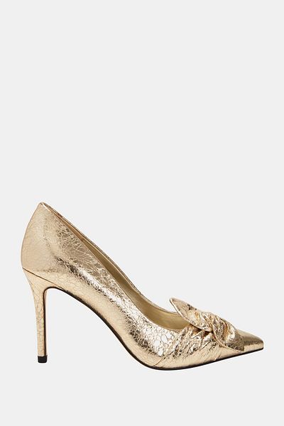 Katy Perry The Revival Bow Women's Gold Ribbon Heeled Shoes