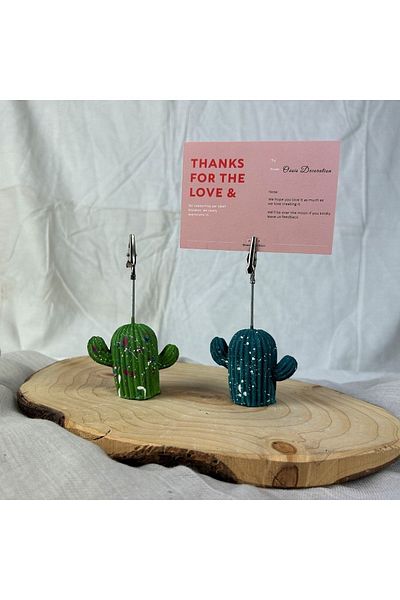 oasis decoration Dark Green Cactus Splash 2-Piece Note Holder Set