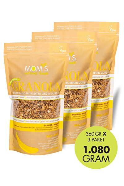 Mom's Natural Foods 3'LÜ MUZ-CEVİZ GRANOLA 360 G