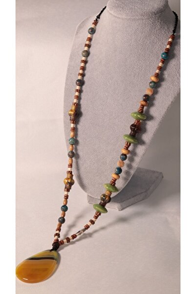 CessNova Sertifikalı Doğal Apatit, Akik Taş Tasarım Kolye