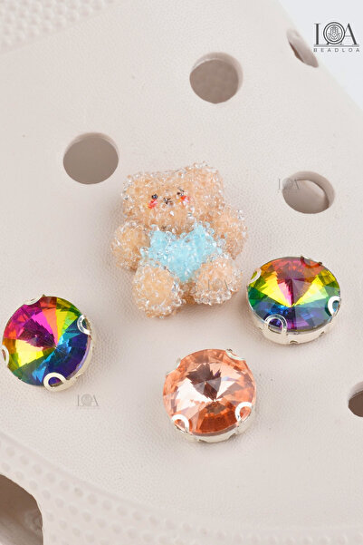 Crocs Zirkon Taşlı Corcs Jibbitz Terlik Süsü - Suluk Süsü - Telefon Süsü, 4 Adet Charm, Matara Süsü