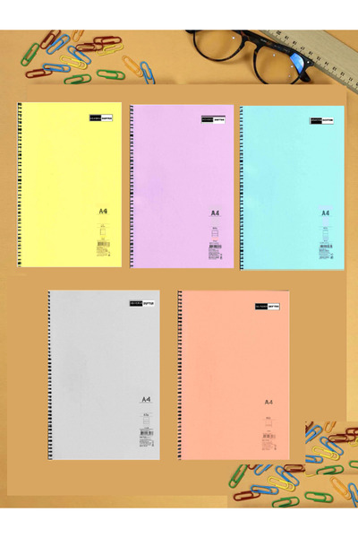 ADASRA Caiet A4 cu spirală, copertă din PP, 120 de coli (4 bucăți de în carou...