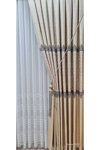 ISSA TEKSTIL issa pano fon perde sütlü kahve krem ((tek kanat))(sık pile)((en...