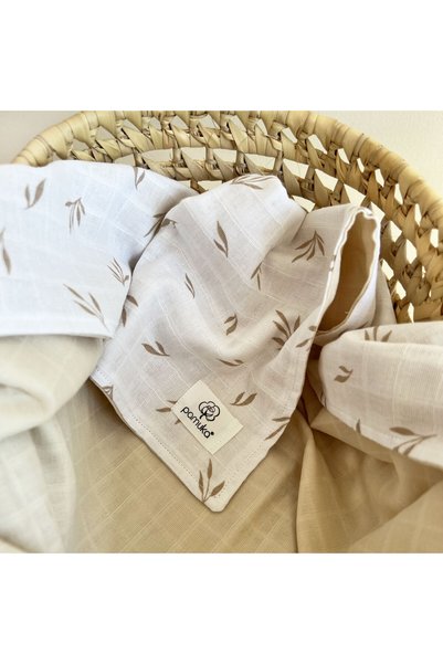 PAMUKA Double-Sided Muslin Blanket-Leaf Patterned