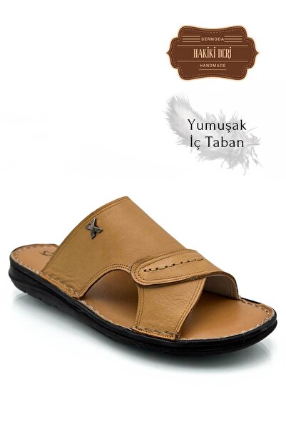 Moda Anna Men's Slippers - Genuine Leather, Light and Natural