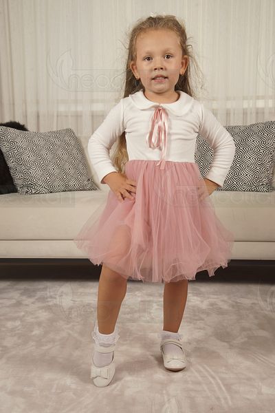 neocotton Girl - Baby Collar and Long Sleeve Lined Tulle Dress