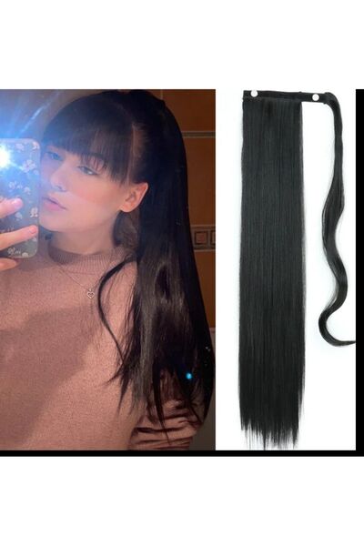 NİLZ قطعة شعر مستقيمة على شكل ذيل حصان باللون الأسود