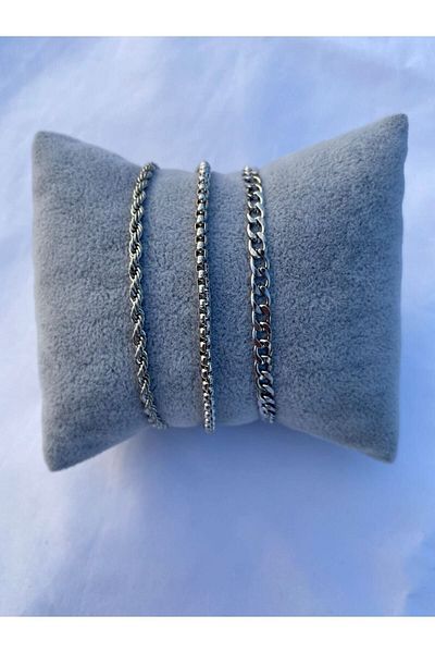 MEKKANMODA Set of 3 Knitted Twist Figaro Model Unisex Bracelets
