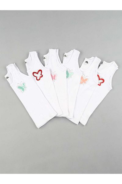 GÜMÜŞ Girl's Wide Strap Stoned Undershirt 3056 - 6 Pieces