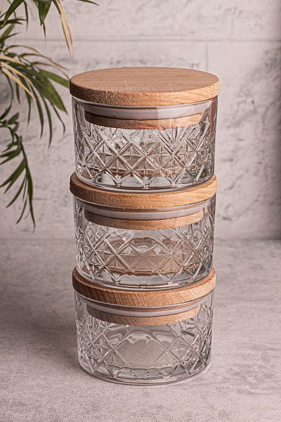 Snippy Milla Soft 3-Piece Glass Breakfast Vacuumed Glass Snack Bowl with Lid - 235 ml
