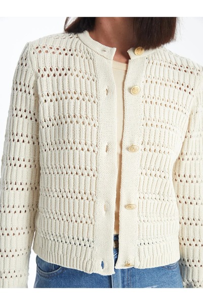 LC Waikiki LCW Vision - Dámský pletený kardigan s dlouhým rukávem od Crew Neck