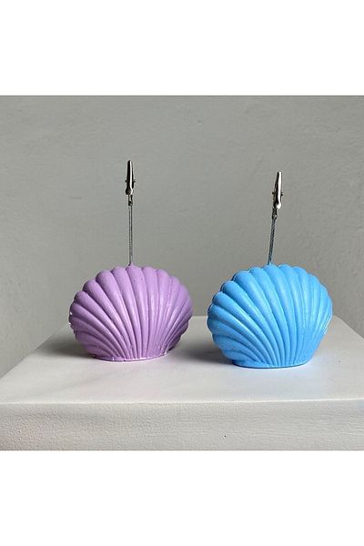 oasis decoration Oyster Set of 2 Note Holder (blue - Lilac)