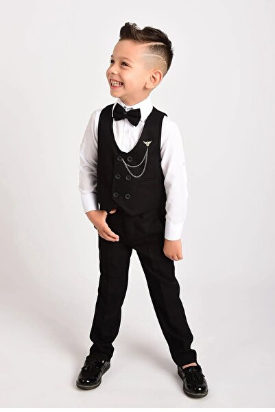 Merdia Boy's Tuxedo - Suit with Vest and Bow Tie