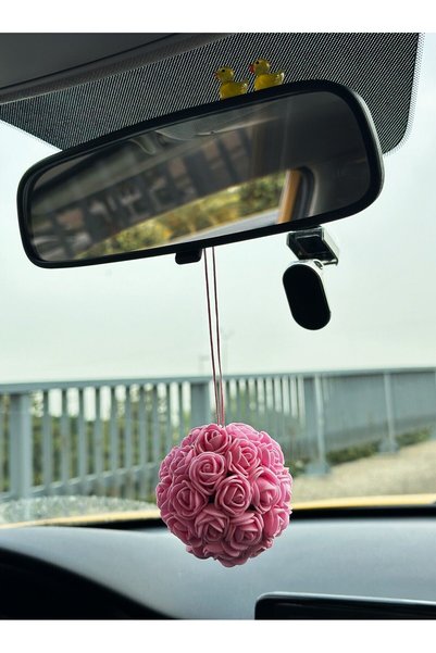 Plantarrium Design Car Rearview Mirror Accessory Rose Ball/Pink