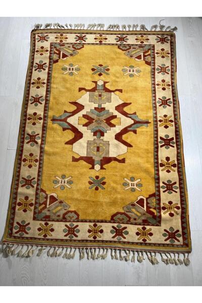 DesignEv 170x236 cm Canlı Renkli El Dokuma Yün Geometrik Desenli Antik Türk M...