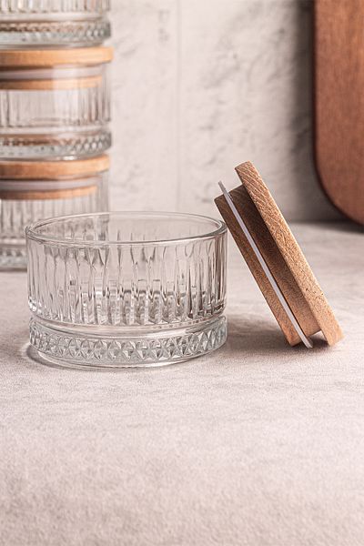 Snippy Bella Soft 3-Piece Glass Breakfast Vacuumed Snack Bowl with Lid - 235 ml