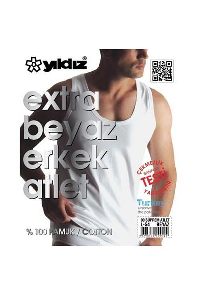 YILDIZ Ανδρικό μονό ζέρσεϊ - 00% 100% βαμβάκι, Extra White