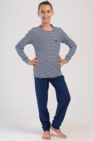 VİENETTA Set de pijamale din bumbac interlock cu mâneci lungi pentru fete - 7-8/13-14