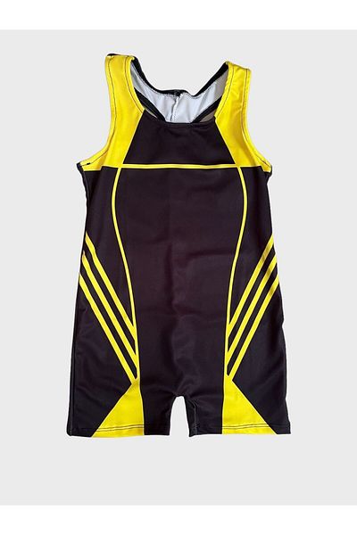 Fil Kids Costum de baie cu dungi galbene negre pentru fetiță