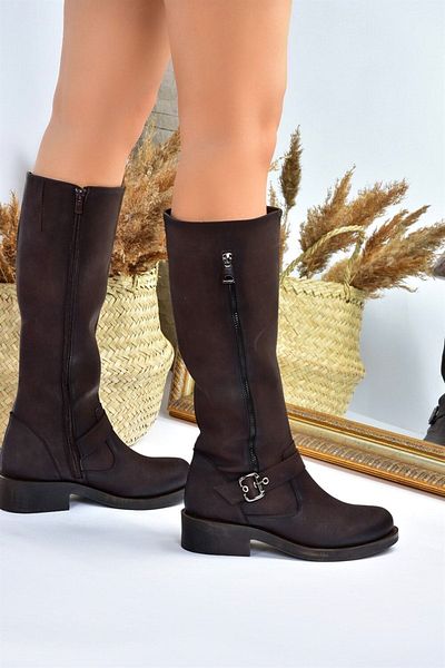 Fox Shoes Hnědé dámské kozačky E674270509
