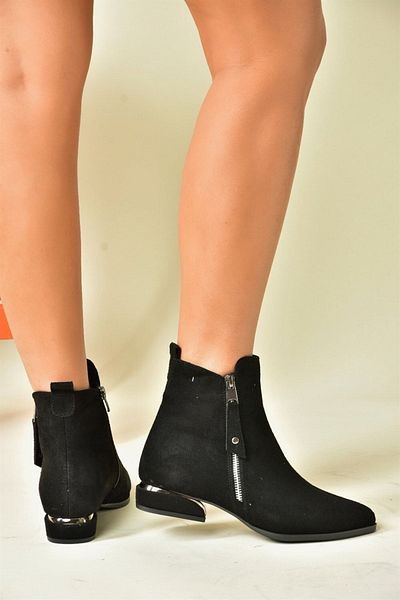 Fox Shoes Μαύρα σουέτ Γυναικείες Μπότες με χαμηλό τακούνι N820001502