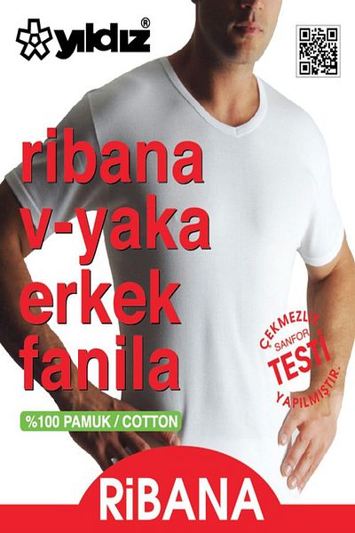 YILDIZ Yıldız Ανδρικό εσώρουχο με ριμπ V λαιμόκοψη 60/62 - 6 τεμάχια