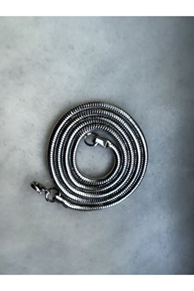 axexuar 316l Steel Gray Round Snake Necklace - Stainless and Non Tarnish, 55 cm, for Women and Men