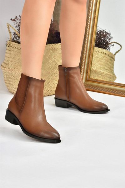 Fox Shoes Γυναικείες μπότες Tan Κοντό Τακούνι L252673109