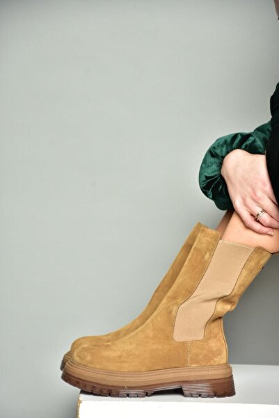 Fox Shoes Γυναικείες μπότες από γνήσιο δέρμα καστόρι Tan