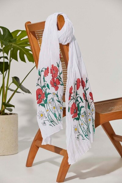 White By Nature Poppies Scarf