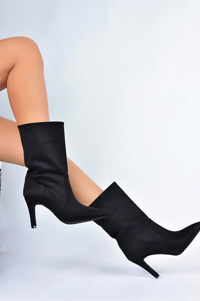 Fox Shoes Damenstiefel aus schwarzem Wildleder L404891302