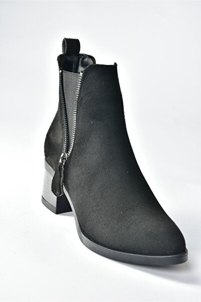 Fox Shoes Siyah Süet Alçak Topuklu Günlük Kadın Bot N518900902