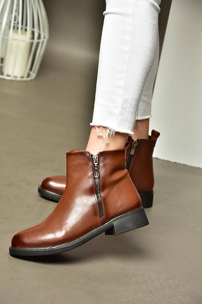 Fox Shoes R374050409 Dámské kozačky s nízkou podrážkou v hnědé barvě